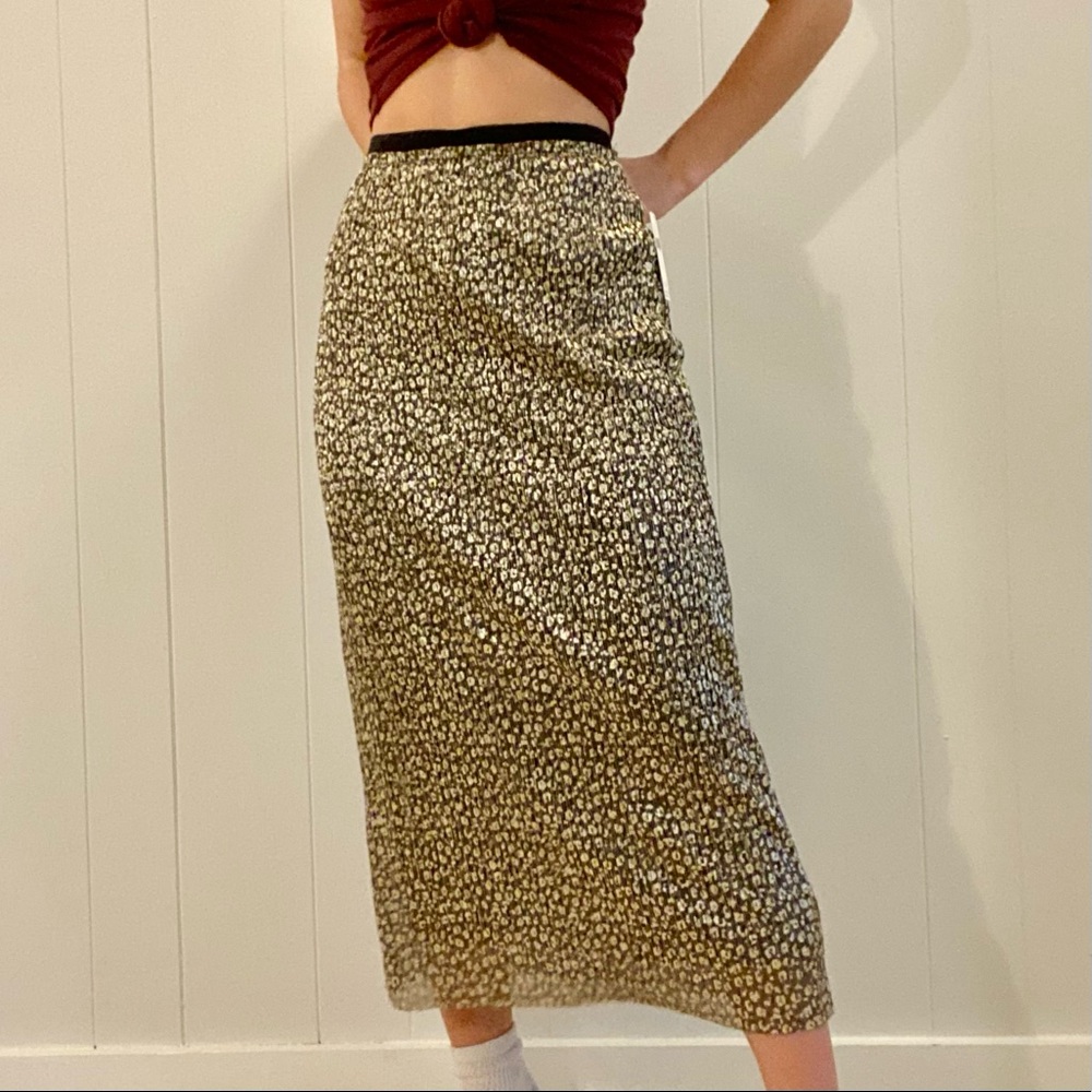 Anthropologie Gold Leopard Maxi Skirt